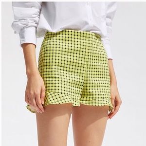 Zara Yellow Plaid Ruffle Shorts